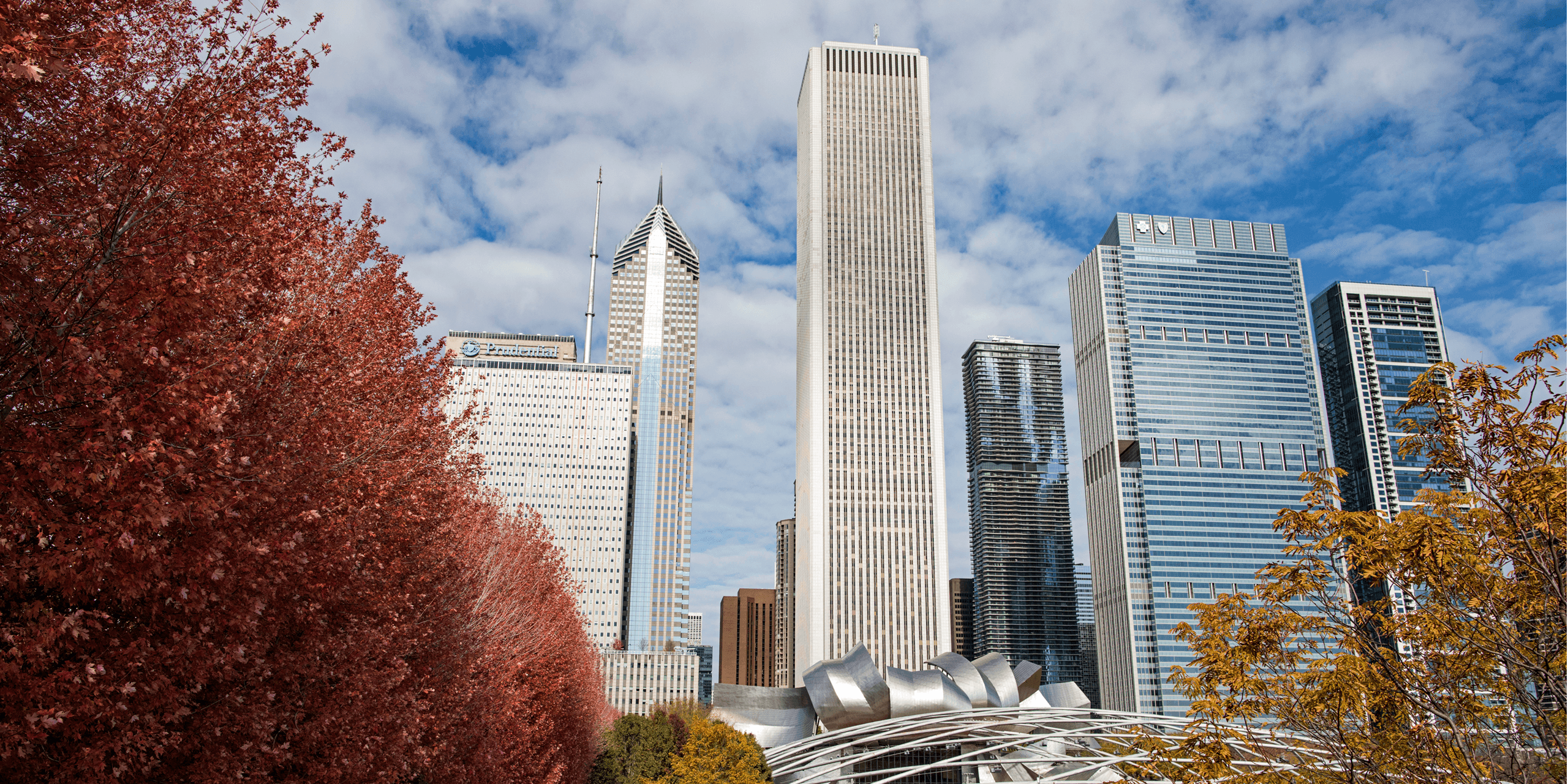 The Aon Center overlooks Millennium Park, Grant Park and Maggie Daly Park